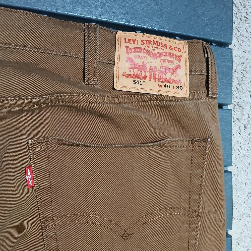 Levis 541‎ Men All Seasons Tech Pants 40X30 Brown 5 Pockets Red Tab Stretch PB83